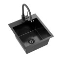 LUKE 90 sink black (40x45x20) with siphon + Maggie faucet black ZH4045PVDBLM_3323503PVDB LM