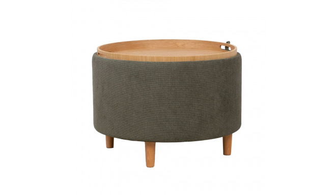 Ottoman/ table HIRO D56xH42,5cm, green, with storage and tray