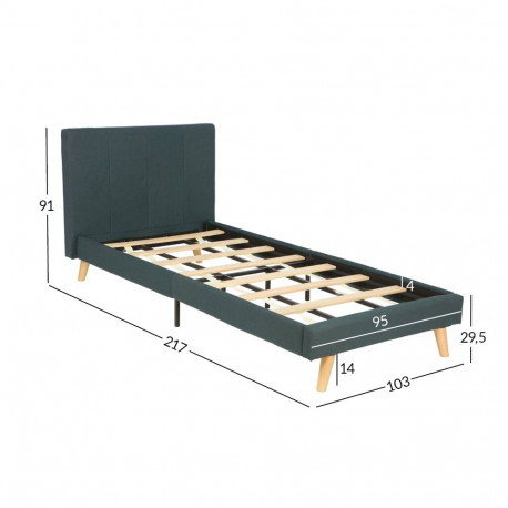 Bed JUNO 90x200cm, with mattress KUKA DUO 11 ZONE, grey