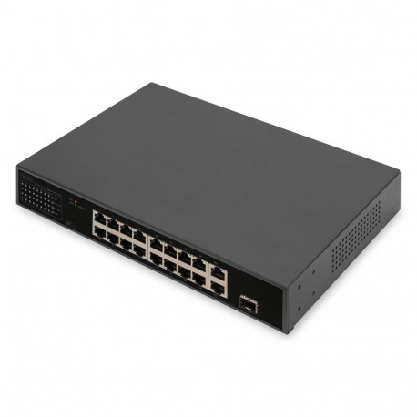 Digitus 16-portiline kiire Ethernet PoE lüliti, 2 gigabitist üleslinki (RJ45 / SFP)