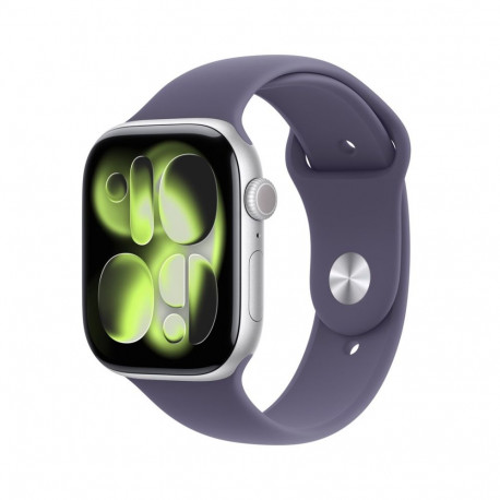 Apple Watch Series 11 GPS 46mm hõbedane alumiiniumkorpus lilla udu spordirihmaga - S/M