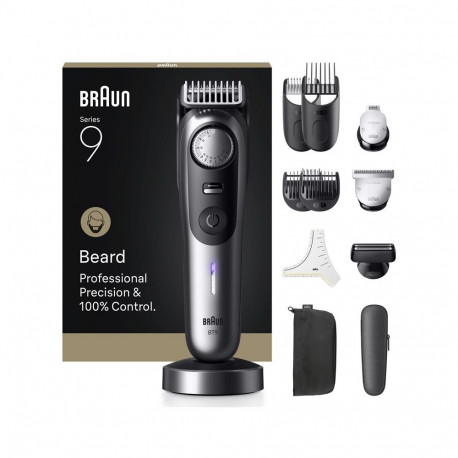Braun BeardTrimmer 9 BT9560 beard trimmer Battery 52 2 cm Wet & Dry Black, Silver