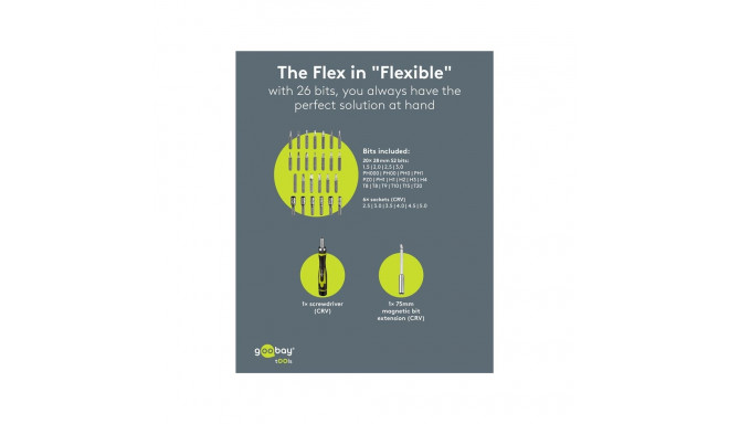 Goobay Tools Screwdriver Set with 26-Piece Bit Set