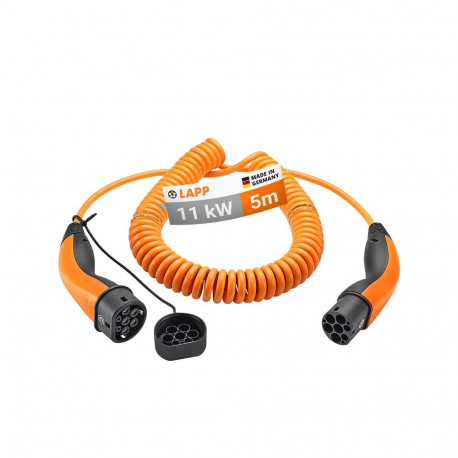 LAPP MOBILITY Type 2 Spiral Charging Cable, up to 11 kW, 5 m, orange 5 m