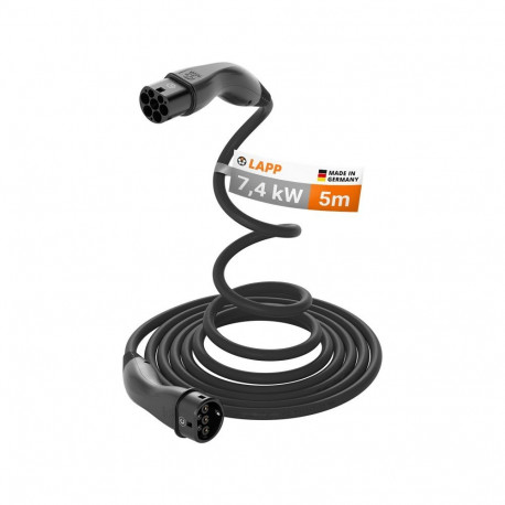 LAPP MOBILITY Type 2 Self-Retracting Charging Cable, up to 7.4 kW, 5 m, black