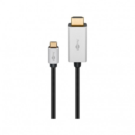 Goobay USB-C™–HDMI™ kaabel, 2 m, must;hõbedane