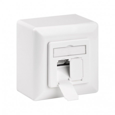 Goobay CAT 6 universaalne seinapaneel koos pinnaraamiga, signaalvalge RAL 9003