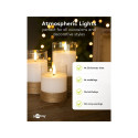 Goobay 3-osaline LED pärisvahast küünalde komplekt klaasis, valge, kanepiga ümber mähitud