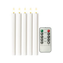 Goobay Set of 5 LED Real Wax Rod Candles, white, incl. Remote Control