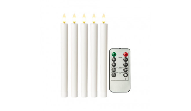 Goobay Set of 5 LED Real Wax Rod Candles, white, incl. Remote Control