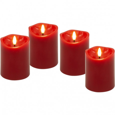 Goobay 4-osaline LED pärisvahast küünalde komplekt, punane