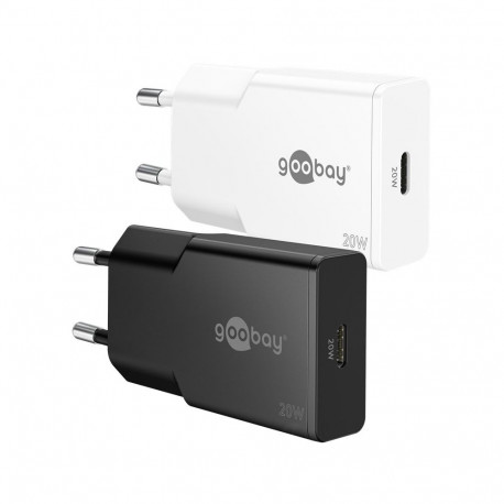 Goobay 20 W USB-C PD GaN õhuke must kiirlaadija