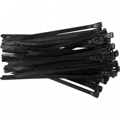 Yato cable ties YT-70673, 7.6x200mm, 50pcs, black, nylon PA66 UL 94 V-2, UV proof, 215-225°C, oil re