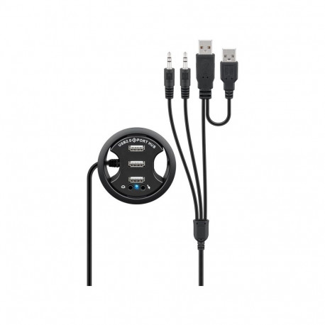 Goobay 3-Port USB Built-In Hub with 2x 3.5 mm Jack Sockets