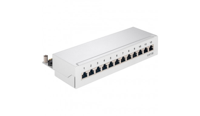 Goobay CAT 5e Mini/Desktop Patch Panel, 12 Port grey