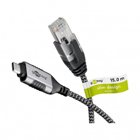 Goobay USB-C 3.1 - RJ45 võrgukaabel, õhuke, 15 m