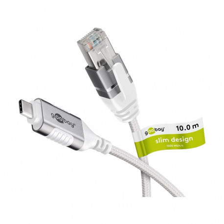 Goobay USB-C 3.1 to RJ45 Ethernet Cable, Slim, 10 m 10 m