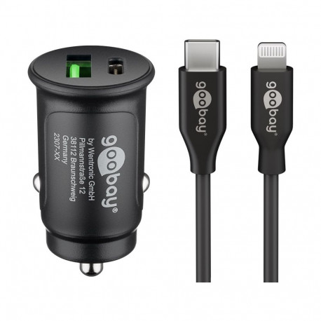 Goobay auto-kiirlaadimiskomplekt 27W Dual USB Lightning
