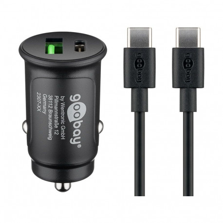 Goobay 27 W kahe USB-pordiga auto kiirlaadimiskomplekt USB-C