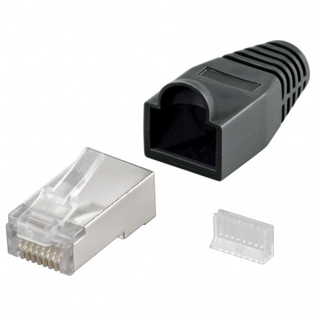 Goobay RJ45 pistik, CAT 5e STP varjestatud murdumiskaitsega, must (10 tk)