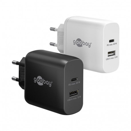 Goobay 65 W USB-C PD GaN Dual Fast Charger white white