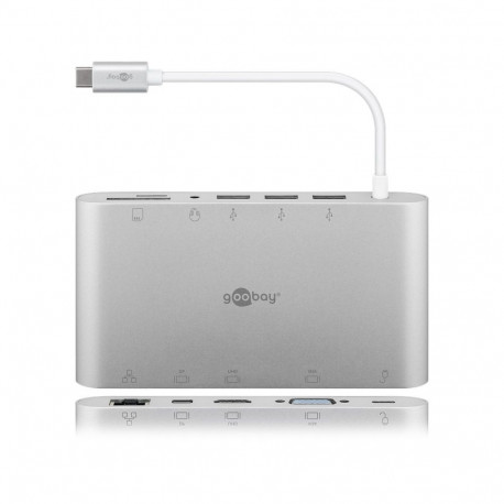 Goobay USB-C™ Multiport Adapter in Aluminium 1 pc. in cardboard box