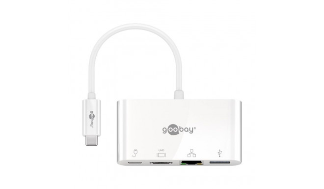 Goobay USB-C™ Multiport Adapter to HDMI™ and Ethernet, PD, White