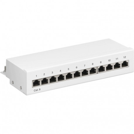 Goobay CAT 6 mini/lauaarvuti patch paneel, 12-porti valge