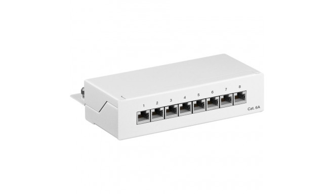 Goobay CAT 6a Mini Desktop Patch Panel, 8 Port white