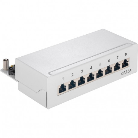 Goobay CAT 6A Mini Desktop Patch Panel, 8 Port (1 HU) grey