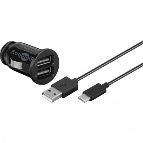 Goobay 12 W kahe pordiga USB autolaadimiskomplekt USB-C, USB-A