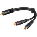 Goobay Audio Y Cable Adapter, 1x Stereo RCA Male to 2x RCA Female, OFC, Double-Shielded 0.2 m