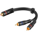 Goobay Audio Y Cable Adapter, 2x RCA Male to 1x Stereo RCA Female, OFC, Double-Shielded 0.2 m