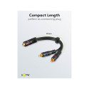 Goobay Audio Y Cable Adapter, 2x RCA Male to 1x Stereo RCA Female, OFC, Double-Shielded 0.2 m
