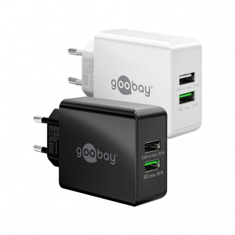 Goobay USB-A QC Dual Fast Charger (28 W) white white