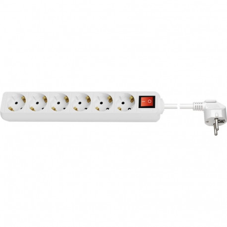 Goobay 6-Way Power Strip with Switch, 5 m, White 5 m