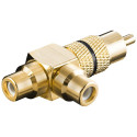 Goobay RCA Y-adapter, isane 2x emane, kuldne versioon, must