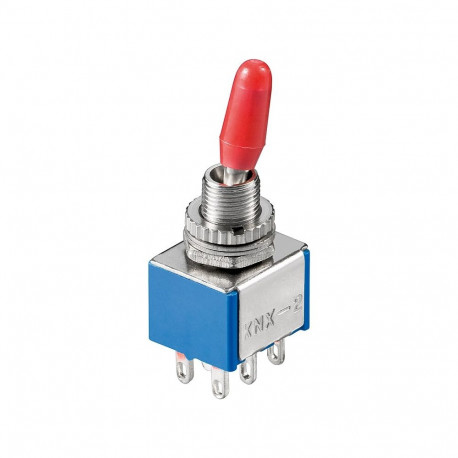 Goobay Toggle Switch Miniature, 2x ON - ON, 6 Pins, Blue Housing