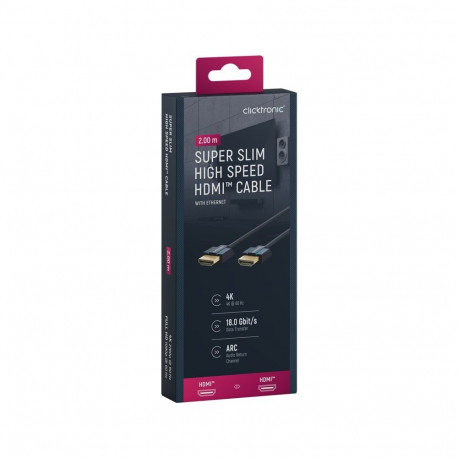 Clicktronic ultraõhuke kiire HDMI-kaabel Ethernetiga 2 m