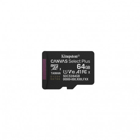 Kingston micSDXC mälukaart Canvas Select Plus Gen3 100R A1 64GB üksikpakend ilma adapterita