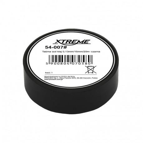 54-007# Taśma izolacyjna klejąca 0,13mm/15mm/20m - czarna (10 tk.)