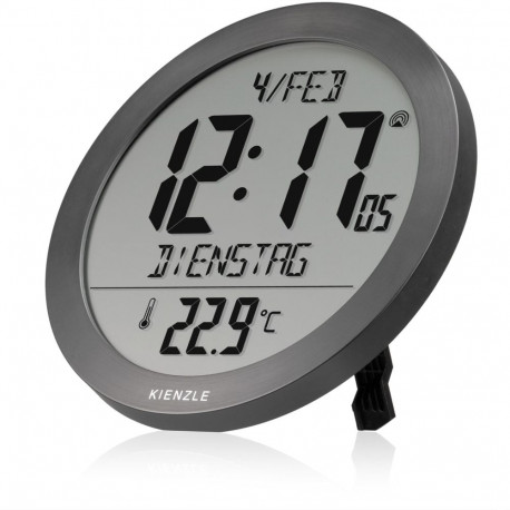 KIENZLE DCF Radio-Control.Wall Clock w.Room Temp.Display anthr.