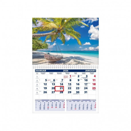 Seinakalender UNO, avatud mõõt 297*425mm (PILT nr. 13) 2026a.