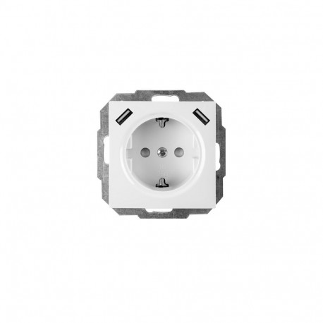 SOCKET+2USB WHITE