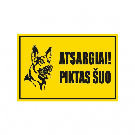 STICKER CAUTION ANGRY DOG 180X120MM
