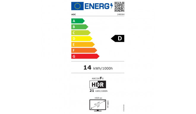 AOC 24B36X 24" IPS FHD 16:9 144 Hz 0,5 ms 1920 x 1080 pikslit 300 cd/m² 1 HDMI port must monitor