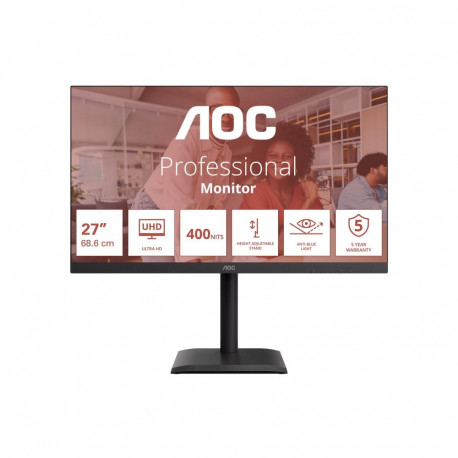 AOC | U27E4CV | 27 " | IPS | UHD | 16:9 | 60 Hz | 4 ms | 3840 x 2160 pixels | 400 cd/m² | HDMI ports
