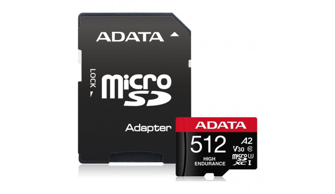 ADATA suure vastupidavusega MicroSDXC kaart 512 GB Class 10 UHS-I/U3 A2 V30 (AUSDX512GUI3V30SHA2-RA1