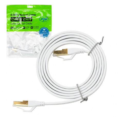 Flat network cable S/STP CAT8 PNI U8015W, Patch, 2 x RJ45, 4 pairs of wires, 28AWG, copper, 40 Gbps,