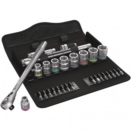 Wera Cyclops Metal Ratchet Set 8100 SB8 - 3/8 - Tool Set - black / silver - 29-piece - with reversib